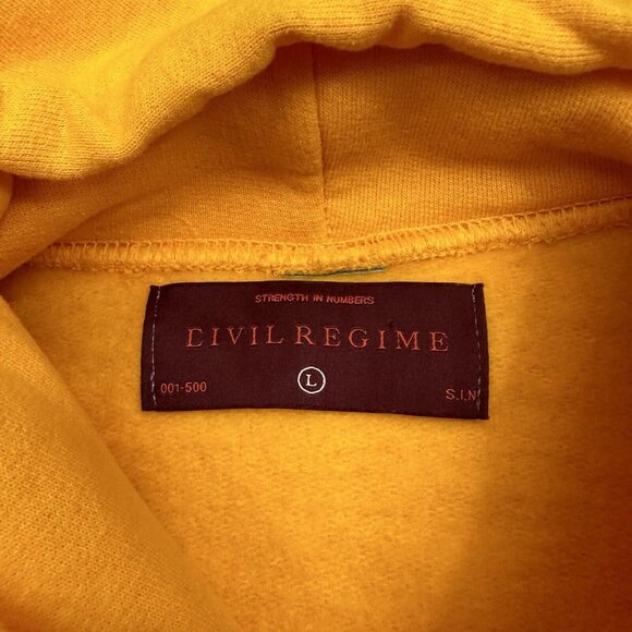 Civil Regime Hoodie Men Large Yellow Pullover Hooded Sweatshirt - Picture 6 of 10